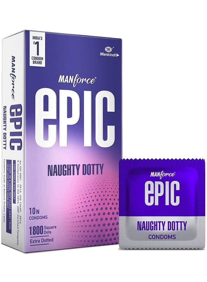 Manforce Epic Naughty Dotty 10N condoms | 1800 Square Dots | Extra Dotted - Image 1